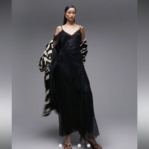 Topshop Black Lace Gown